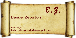 Benye Zebulon névjegykártya